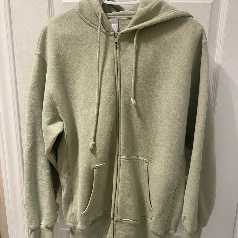 TNA Cozy Fleece Hoodie in Sage Green
